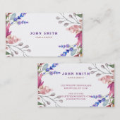 水モダン素朴色の緑のフローラメイクアップ 名刺 (正面/裏面)