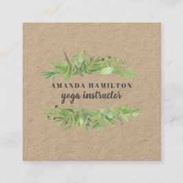 水モダン素朴色の野の牧草葉 スクエア名刺