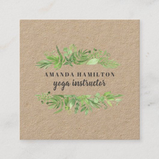 水モダン素朴色の野の牧草葉 スクエア名刺 (正面)