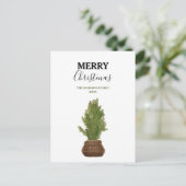 水モダン素朴色クリスマスツリーホリデイ シーズンポストカード (スタンド正面)