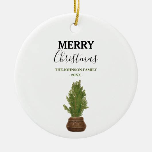 水モダン素朴色クリスマスツリーホリデイ セラミックオーナメント (正面)