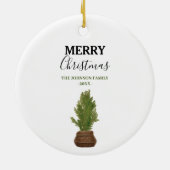 水モダン素朴色クリスマスツリーホリデイ セラミックオーナメント (裏面)