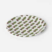 水モダン素朴色クリスマスツリーホリデイ ペーパープレート (アングル)