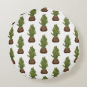 水モダン素朴色クリスマスツリーホリデイ ラウンドクッション (裏面)