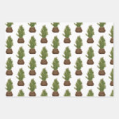 水モダン素朴色クリスマスツリーホリデイ ラッピングペーパーシート (正面)