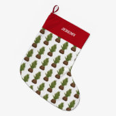 水モダン素朴色クリスマスツリーホリデイ ラージクリスマスストッキング (正面 (吊り時))