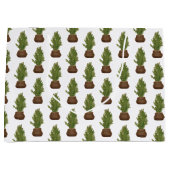 水モダン素朴色クリスマスツリーホリデイ ラージペーパーバッグ (正面)