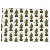 水モダン素朴色クリスマスツリーホリデイ ラージペーパーバッグ (裏面)