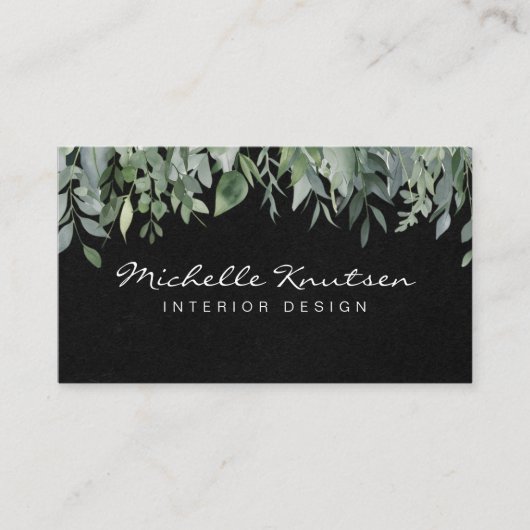 水モダン素朴色ユーカリ緑 名刺 (正面)