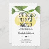 水モダン素朴色レモンブライダルシャワー 招待状 (正面/裏面)