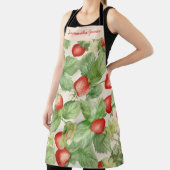 水モダン色いちご模様パーソナライズされた エプロン (インサイチュ)