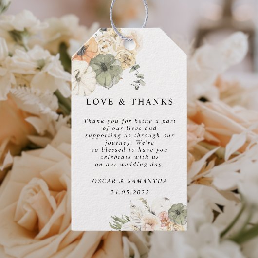 水モダン色かぼちゃと花 ギフトタグ