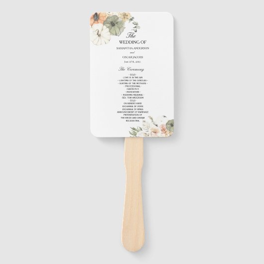 水モダン色かぼちゃと花 ハンドファン (正面)