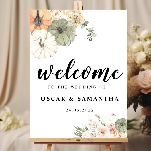 水モダン色かぼちゃと花 ポスター