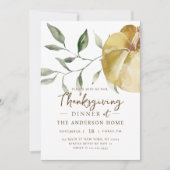 水モダン色かぼちゃ感謝祭ディナー 招待状 (正面)