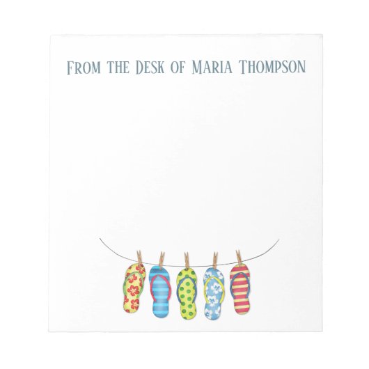 水モダン色かわいいビーチサンダル夏 ノートパッド (正面)