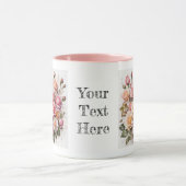 水モダン色かわいいピンクのバラ花マグカップ マグカップ (中央)