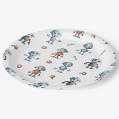 水モダン色かわいいロボットの子供 ペーパープレート (アングル)