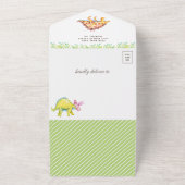 水モダン色かわいい恐竜の赤ちゃんシャワー オールインワン招待状 (外側)
