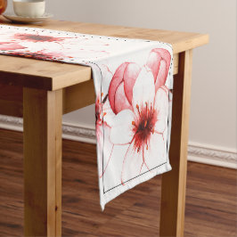 水モダン色さくらんぼ日本のインスパイア ショートテーブルランナー