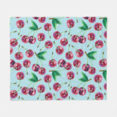 水モダン色さくらんぼ：ジューシーなベリーパターン フリースブランケット (正面(横))