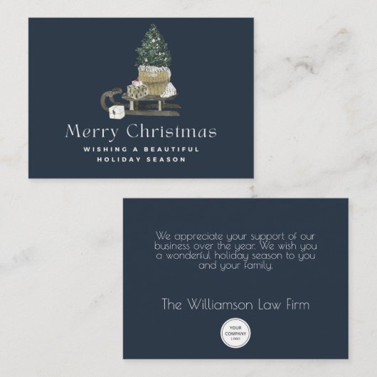 水モダン色そりクリスマスツリー企業の ノートカード (正面/裏面)