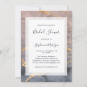 水モダン色と金ゴールドブライダルシャワー 招待状 (正面)