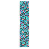 水モダン色のイチジクが実を付けた黒 ショートテーブルランナー (正面)