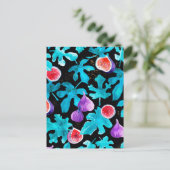 水モダン色のイチジクが実を付けた黒 ポストカード (スタンド正面)