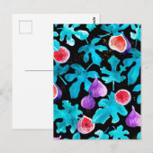 水モダン色のイチジクが実を付けた黒 ポストカード (正面/裏面)