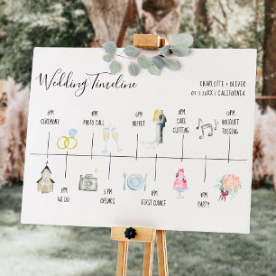 水モダン色のイラストレーションのタイムラ結婚イン ポスター