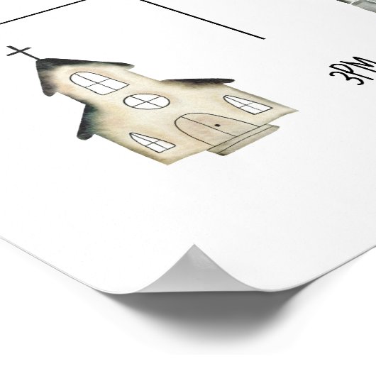 水モダン色のイラストレーションのタイムラ結婚イン ポスター (角)