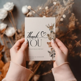 水モダン色のウッドランド動物ありがとう サンキューカード