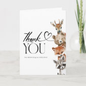 水モダン色のウッドランド動物ありがとう サンキューカード (正面)