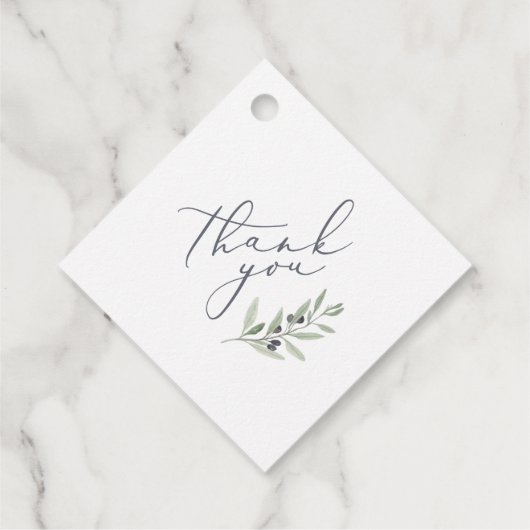 水モダン色のオリーブの枝結婚葉 フェイバータグ (裏面)