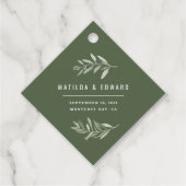 水モダン色のオリーブの枝結婚葉 フェイバータグ (正面)