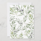 水モダン色のオリーブの結婚枝の葉 案内状 (裏面)