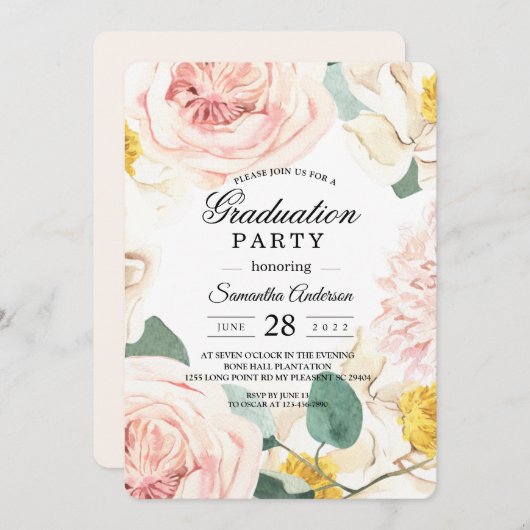 水モダン色のカラフル美しい 招待状 (正面/裏面)