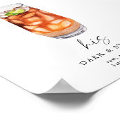 水モダン色のシグネチャー飲料結婚の看板 ポスター (角)