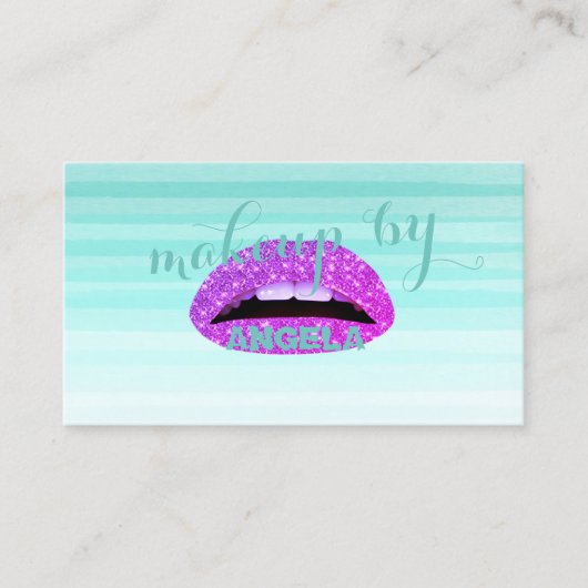 水モダン色のストライプ,唇 – メイクアップアーティスト 名刺 (正面)
