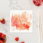 水モダン色のスプラッシュコーラルピーチ結婚ャー スタンダードカクテルナプキン (インサイチュ)