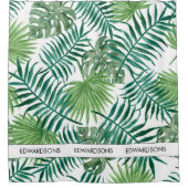 水モダン色のトロピカル葉な家族名 シャワーカーテン (正面)