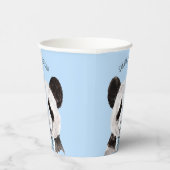 水モダン色のパンダの名前とパステルブルー 紙コップ (右)