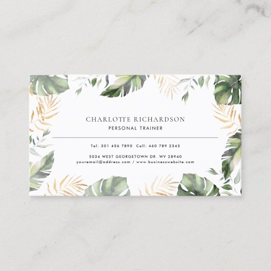 水モダン色のパーム葉 名刺 (正面)