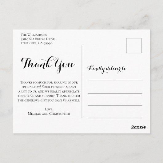 水モダン色のフローラストライプが結婚ありがとう ポストカード