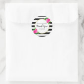 水モダン色のフローラストライプが結婚ありがとう ラウンドシール (バッグ)