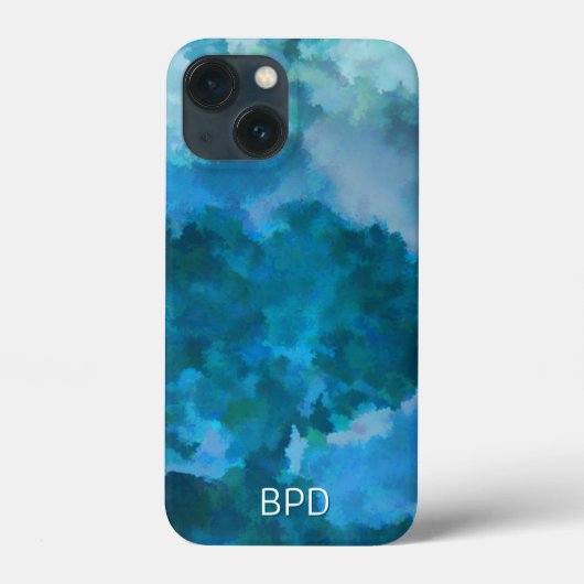 水モダン色のモノグラムのイニシャルブルーグリーン Case-Mate iPhoneケース (裏面)