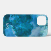 水モダン色のモノグラムのイニシャルブルーグリーン Case-Mate iPhoneケース (裏面 (横))