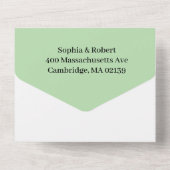 水モダン色のヤシ結婚の木 オールインワン招待状 (裏面)