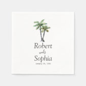 水モダン色のヤシ結婚の木 スタンダードカクテルナプキン (正面)